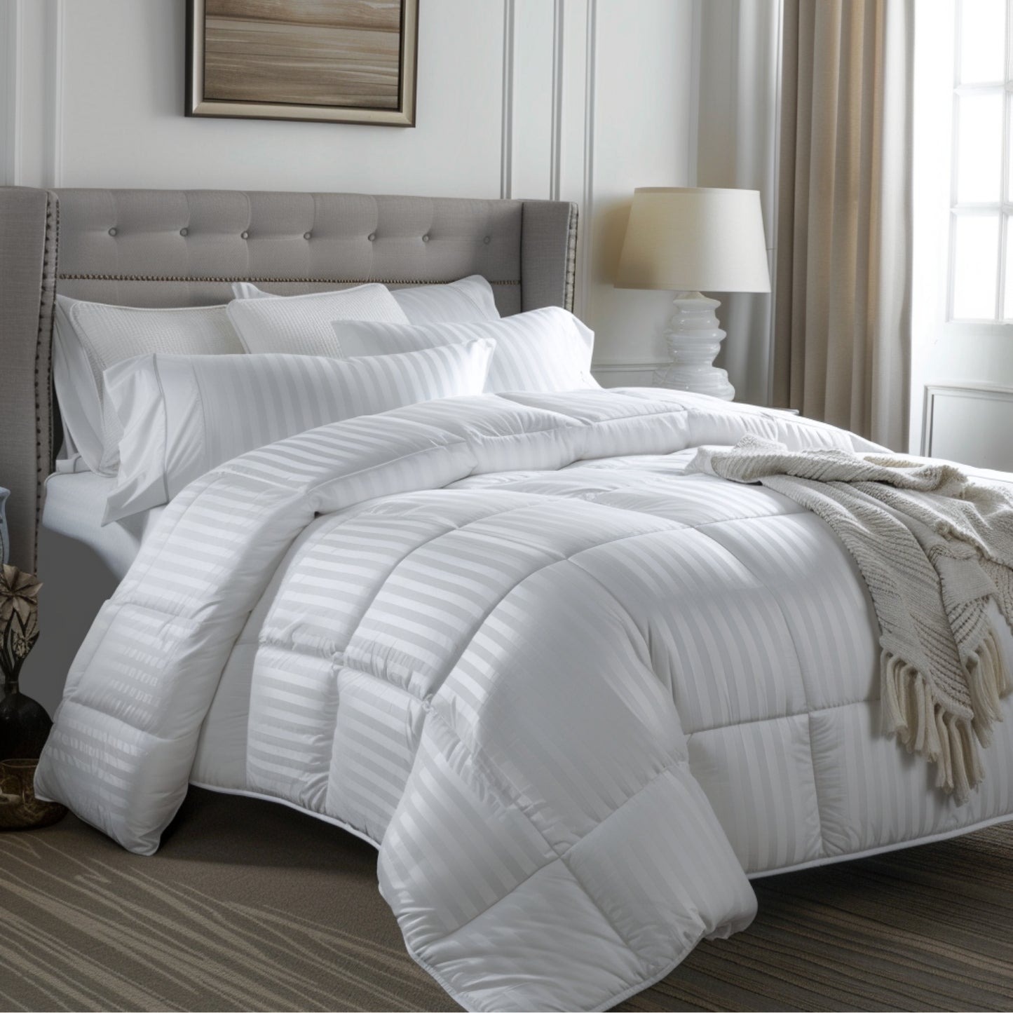 Plumón rayas sateen stripe color Blanco