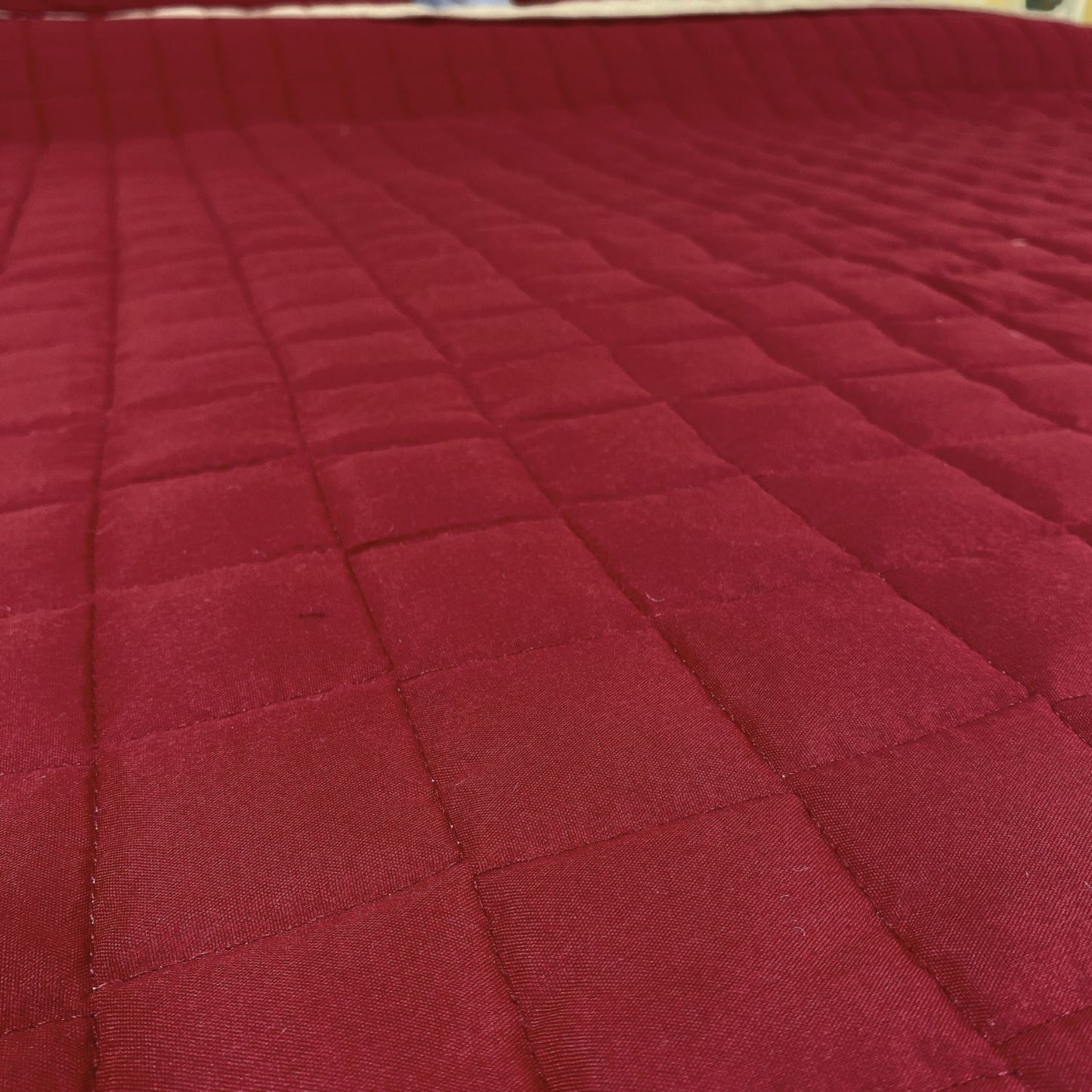 Edredón quilt doble faz vinotinto-camel