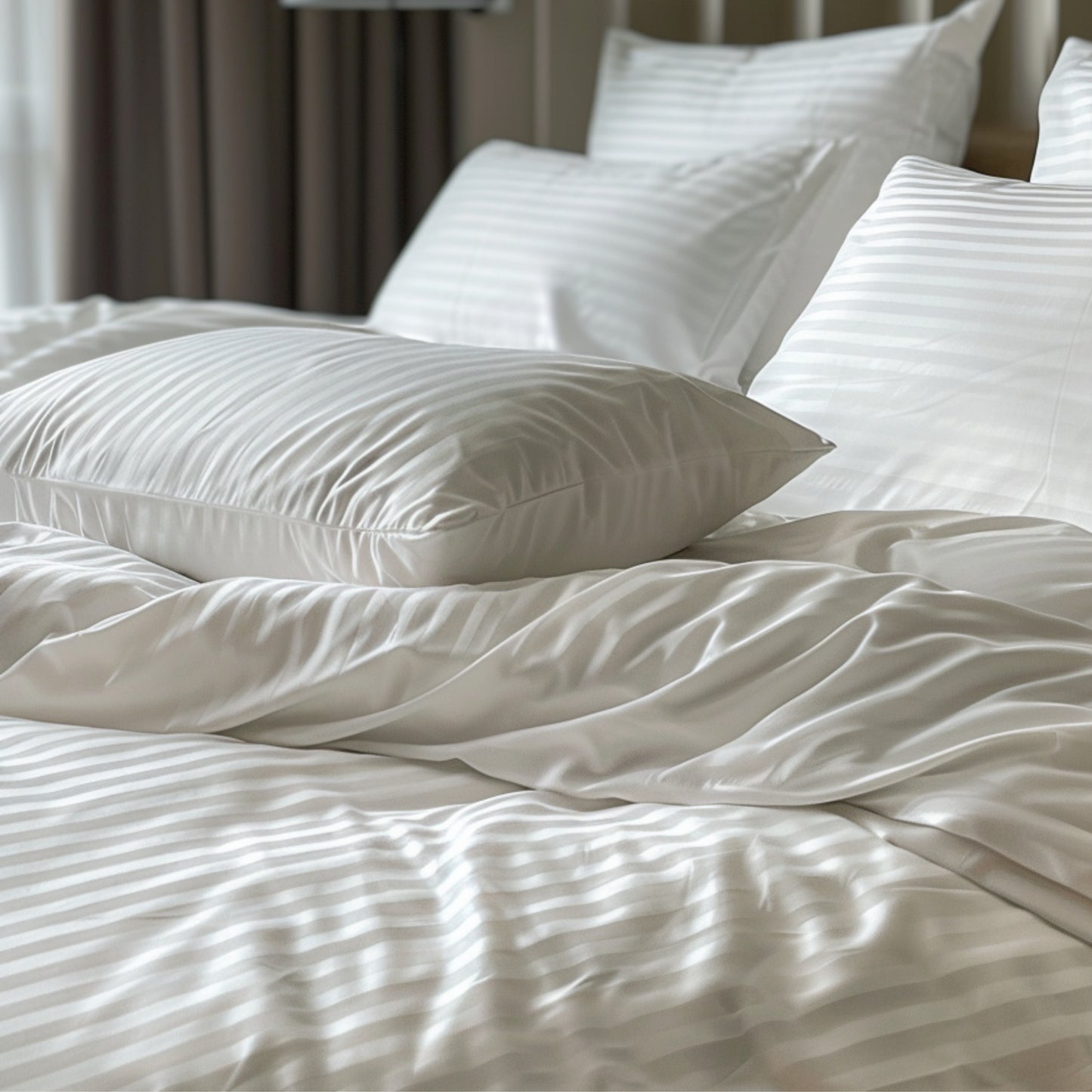 Combo Funda Duvet Sateen Rayas + Juego de sábana + Plumón color Blanco