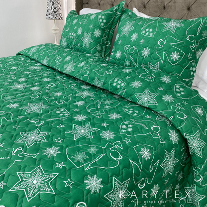 Edredón Navidad ARCANGEL VERDE  doble faz con unicolor  BLANCO. Incluye funda(s) de almohadones decorativos (Copia) (Copia) (Copia) (Copia)