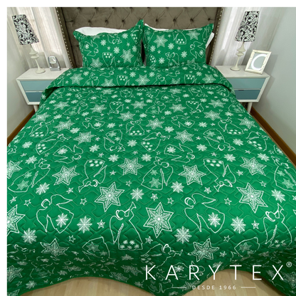 Edredón Navidad ARCANGEL VERDE  doble faz con unicolor  BLANCO. Incluye funda(s) de almohadones decorativos (Copia) (Copia) (Copia) (Copia)