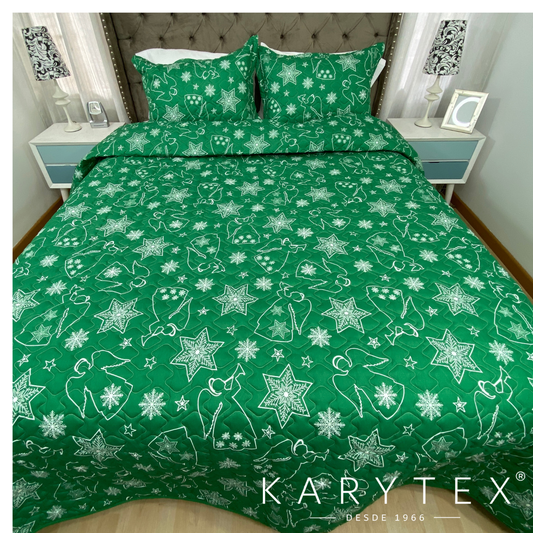Edredón Navidad ARCANGEL VERDE  doble faz con unicolor  BLANCO. Incluye funda(s) de almohadones decorativos (Copia) (Copia) (Copia) (Copia)