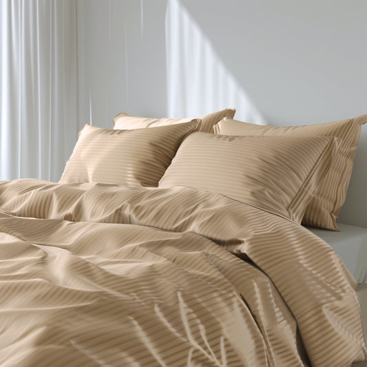 Funda duvet a rayas color Camel