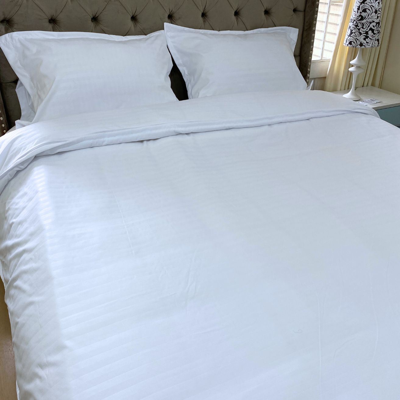 Funda duvet sateen rayas color blanco 235 gramos Mindy