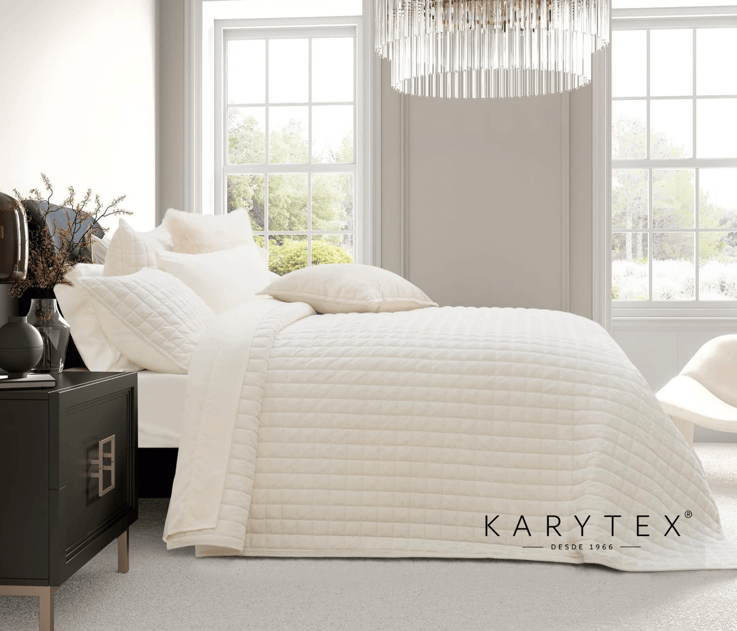 Edredón quilt doble faz color Marfil