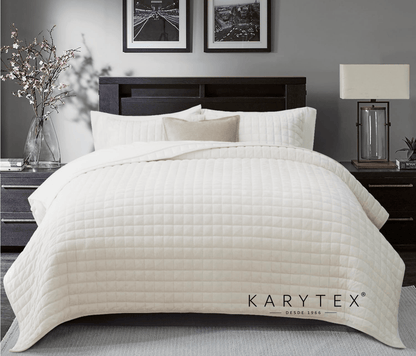 Edredón quilt doble faz color Marfil