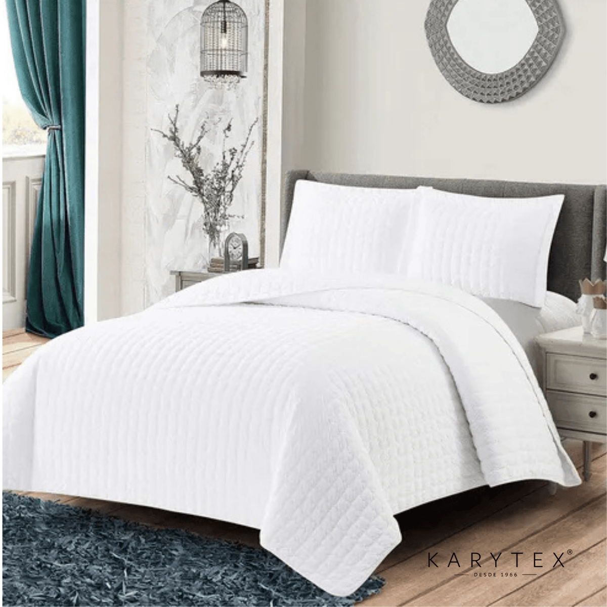 Edredón quilt doble faz color Blanco