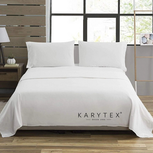 Juego de Sábanas Hoteleras 300 hilos 100 % Algodón peinado color blanco liso