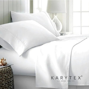 Juego de Sábanas Hoteleras 300 hilos 100 % Algodón peinado color blanco liso