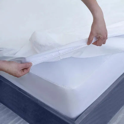 Combo protector de colchón y almohada terry impermeable color Blanco