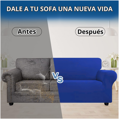 Funda protector elástica para sofá azul rey