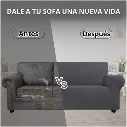 Funda protector elástica para sofá gris