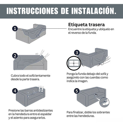 Funda protector elástica para sofá gris