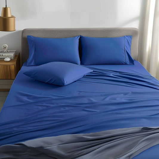 Juego de sabanas liso unicolor color Navy