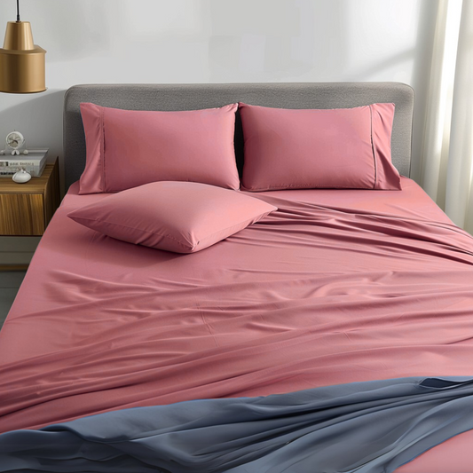 Juego de sabanas liso unicolor color Rosa
