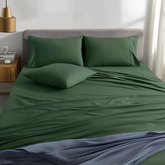 Juego de sabanas liso unicolor color Verde