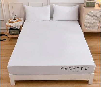 Semijuego sábana ajustable + fundas en genero 180 hilos blanco