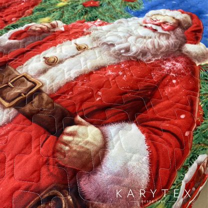 Edredón Navidad SANTA CLAUS doble faz con unicolor AZUL. Incluye funda(s) de almohadones decorativos (Copia)