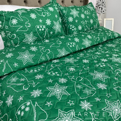 Edredón Navidad ARCANGEL VERDE  doble faz con unicolor  BLANCO. Incluye funda(s) de almohadones decorativos (Copia) (Copia) (Copia) (Copia)