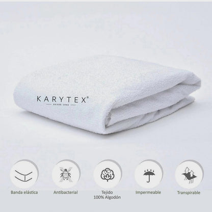 Combo protector de colchón y almohada terry impermeable color Blanco