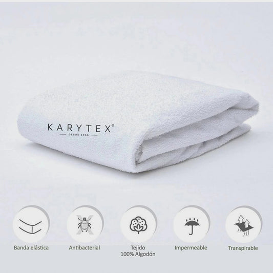 Combo protector de colchón y almohada terry impermeable color Blanco