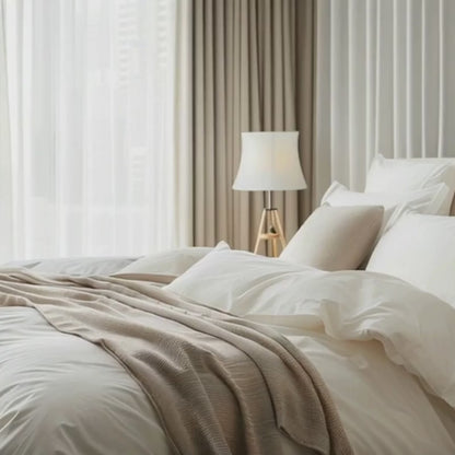 Juego de Sábanas Hoteleras 300 hilos 100 % Algodón peinado color blanco liso