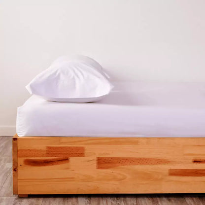 Semijuego sábana ajustable + fundas en genero 144 hilos blanco (Copia)