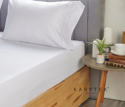 Semijuego sábana ajustable + fundas en genero 180 hilos blanco